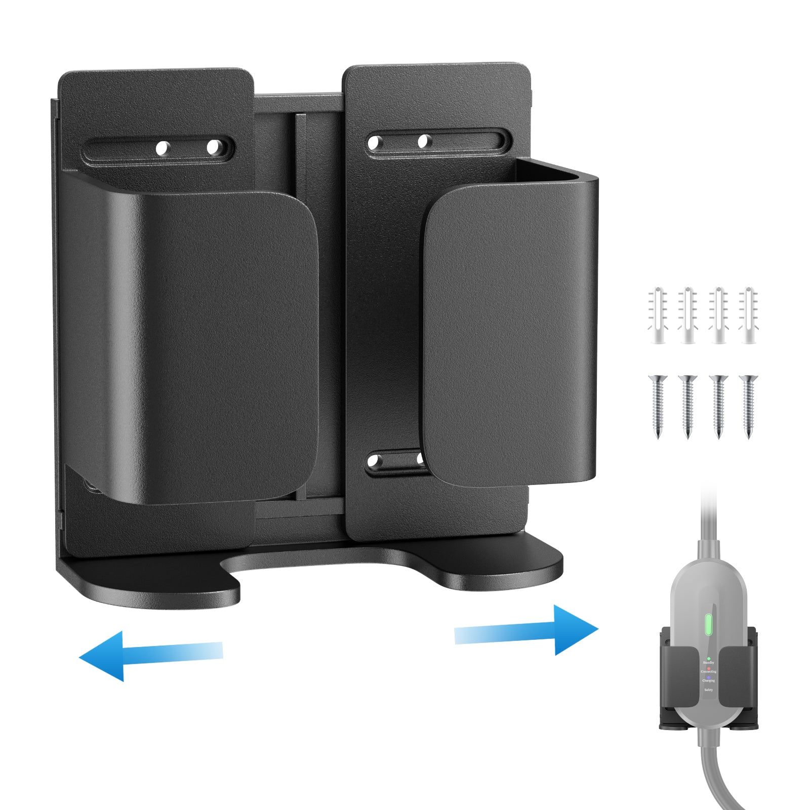 EVJUICION EV Charger Holder Adjustable, EV Charging Box Holder ABS, Wall Mount Bracket for Portable EV Charger Control Boxes