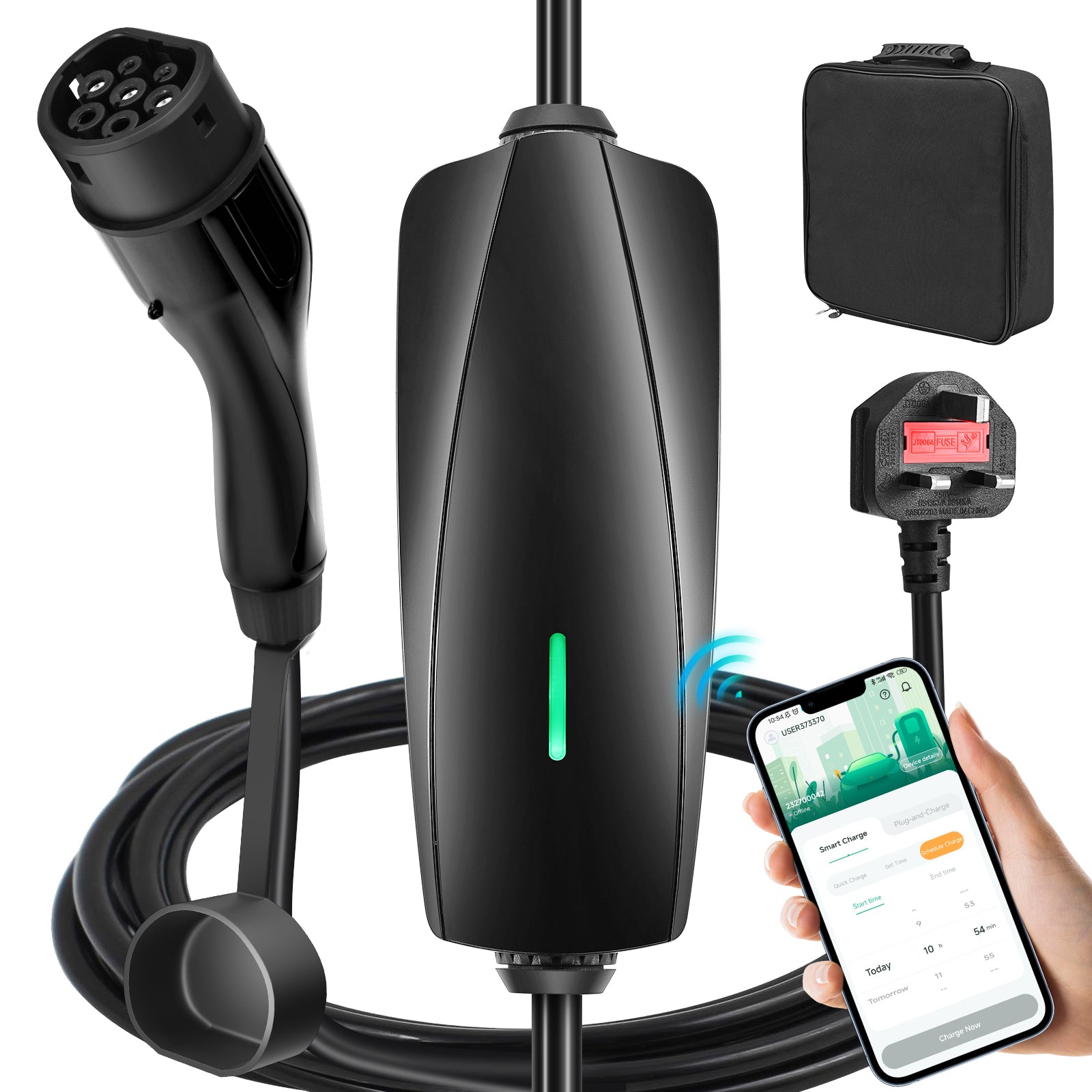 EVJUICION EV Charger APP Control 6-13A Adjustable, 0-24H Delay Charging Electric Car Charger