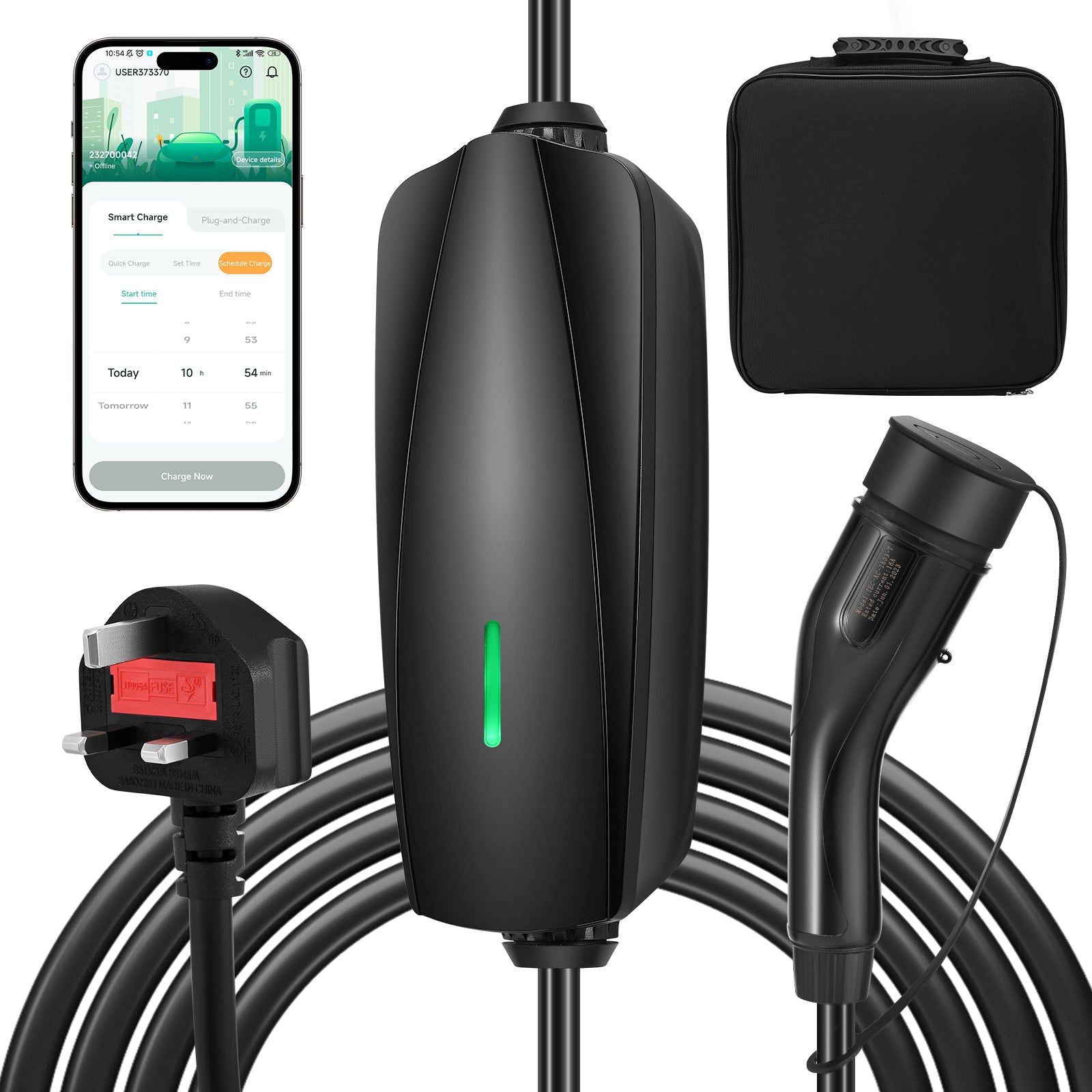 EVJUICION EV Charger APP Control 6-13A Adjustable, 0-24H Delay Charging Electric Car Charger