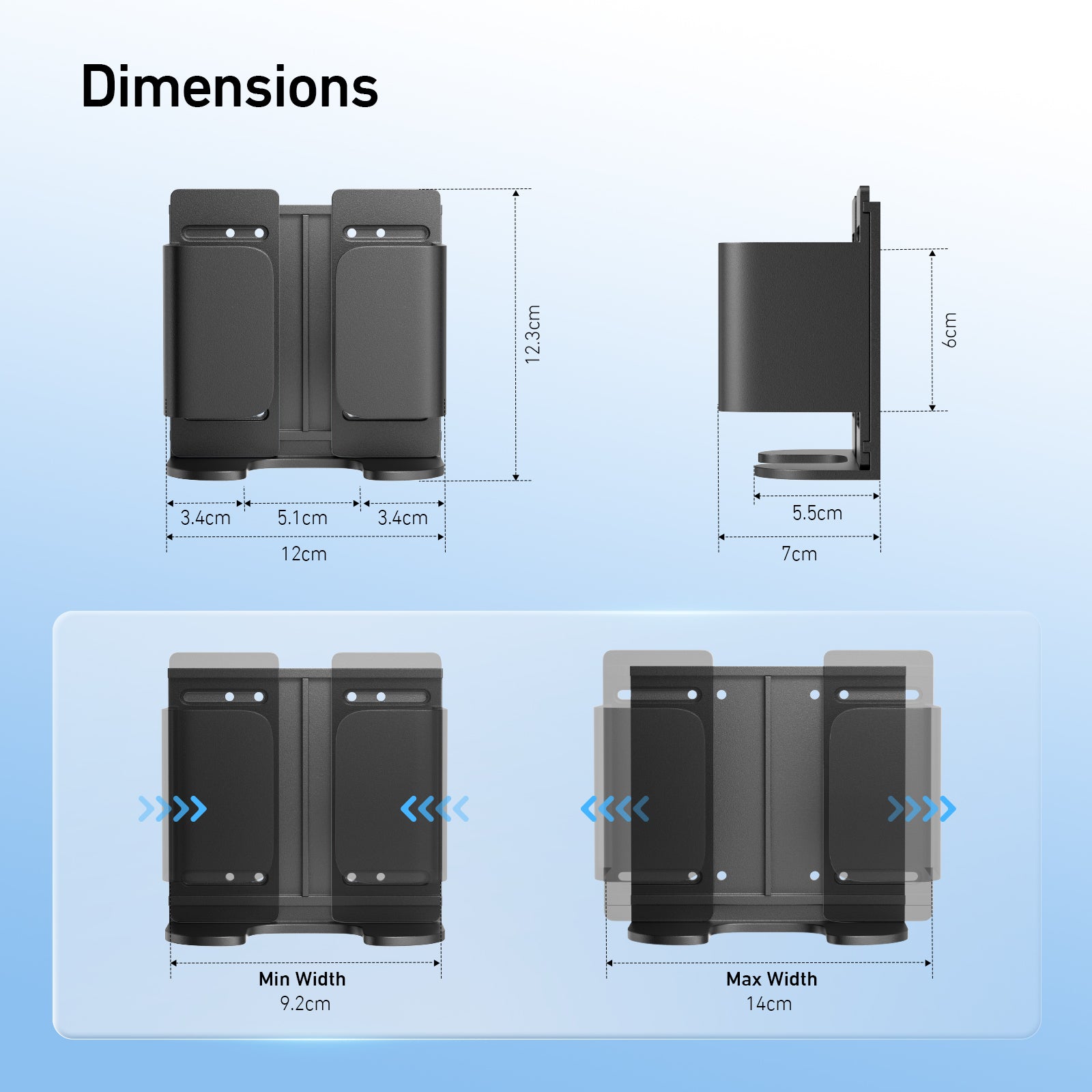 EVJUICION EV Charger Holder Adjustable, EV Charging Box Holder ABS, Wall Mount Bracket for Portable EV Charger Control Boxes