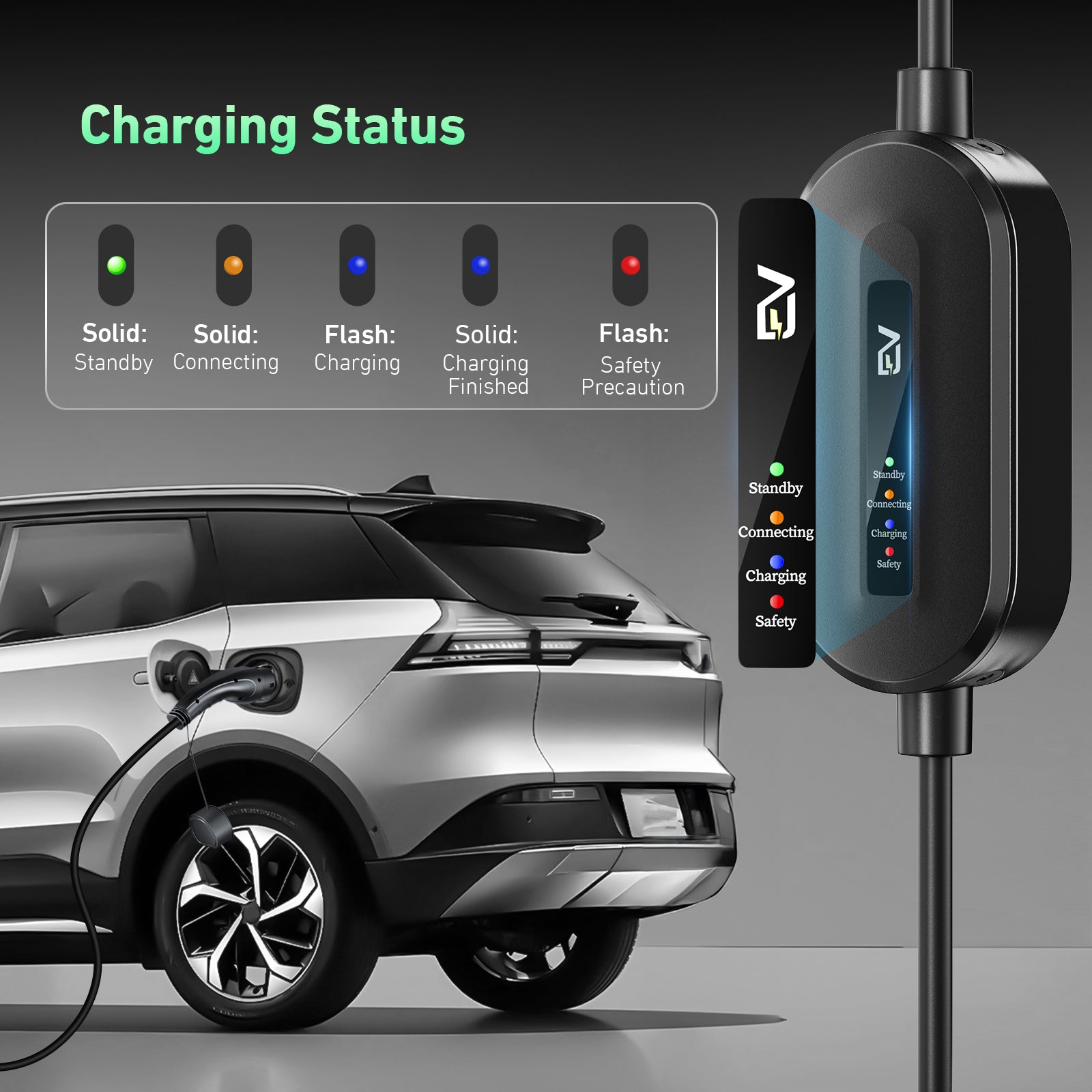 EVJUICION - EV Charger Type 2 to 3 Pin Plug 10A, Max. 2.3kW Type 2 Charging Cable 3 Pin IP67/IP65 with Carry Bag, for Type 2 EVs and PHEVs
