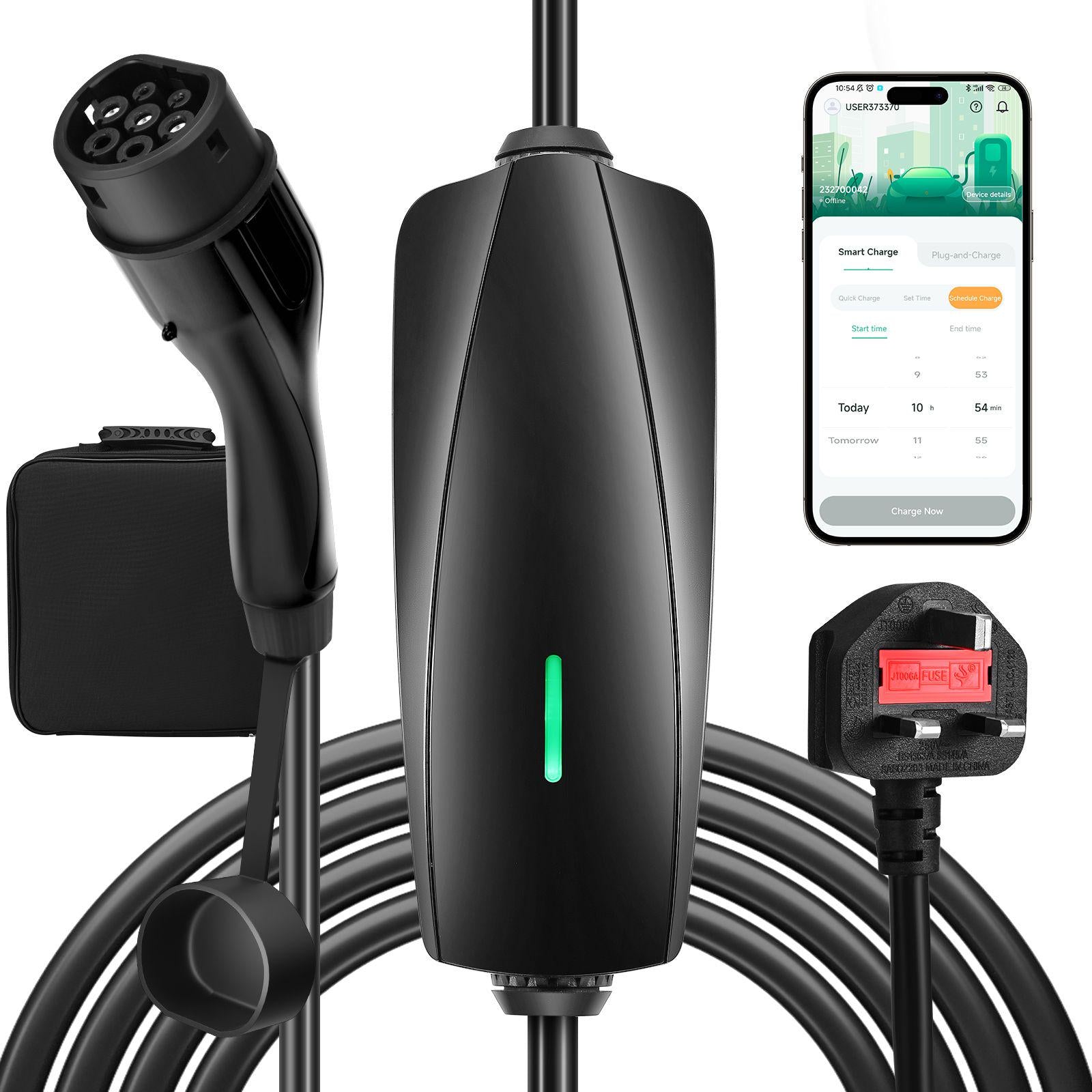 EVJUICION EV Charger APP Control 6-13A Adjustable, 0-24H Delay Charging Electric Car Charger