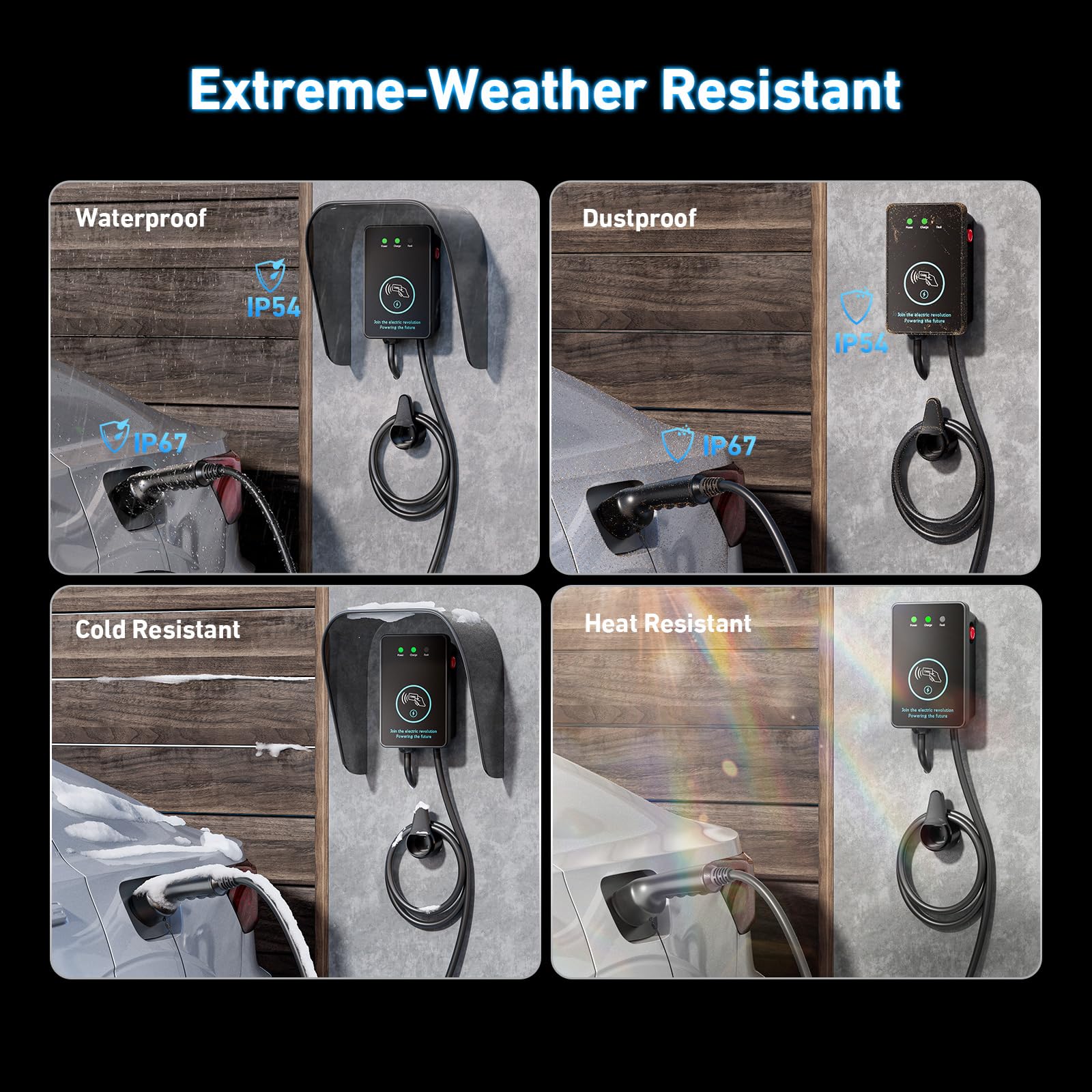 EVJUICION EV Charger 7Kw Type 2, Up to 7.4kW 32A Electric Car Charger with 5m Cable, Swipe Card Charging, 2 RFID Cards & Cable Holder Included, IP54/IP67 Waterproof