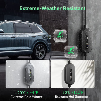 EVJUICION - EV Charger Type 2 to 3 Pin Plug 10A, Max. 2.3kW Type 2 Charging Cable 3 Pin IP67/IP65 with Carry Bag, for Type 2 EVs and PHEVs