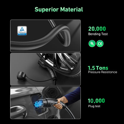 EVJUICION - EV Charger Type 2 to 3 Pin Plug 10A, Max. 2.3kW Type 2 Charging Cable 3 Pin IP67/IP65 with Carry Bag, for Type 2 EVs and PHEVs