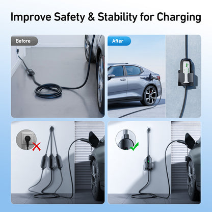 EVJUICION EV Charger Holder Adjustable, EV Charging Box Holder ABS, Wall Mount Bracket for Portable EV Charger Control Boxes